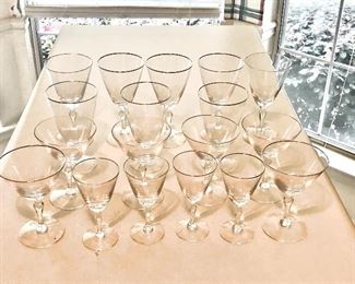 $40-Set of 18, Fostoria (marked) Platinum Stemware. In Good Condtion, some of the platinum color has worn thin on this set but it's still beautiful!