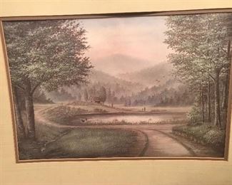 $25-Large, Ltd Edition Fine Art, Print Double Signed, Numbered and Dated, 1977, "Autumn Mist" By Ronald Campbell. No frame, Just Matted.