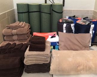 Towels, Foam Mats, Sleeping Bags