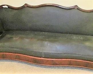 Vintage black  'leather' and wood empire style sofa