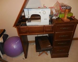 Elna Sewing Machine in Cabinet with lots of accessories