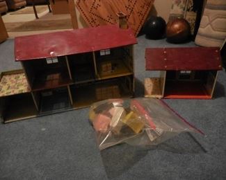 Vintage Doll House with Extension & Furniture