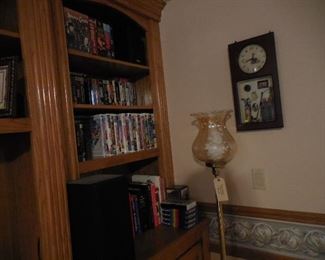 VHS Tapes, Floor Lamp, Clock