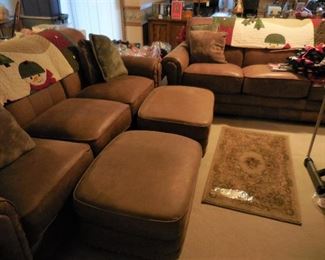 Lane Leather Sofa and matching Ottoman (have 2)