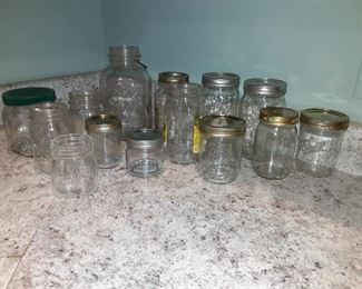 Assorted glass jars 
