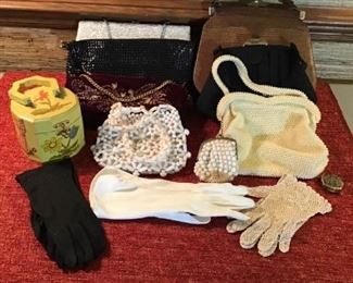 Collection of Purses Gloves Etc