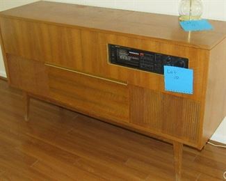 Lot 10 - Mid Century Teak Credenza W/Newer internal components.  Stereo in great working condition $450.00 
