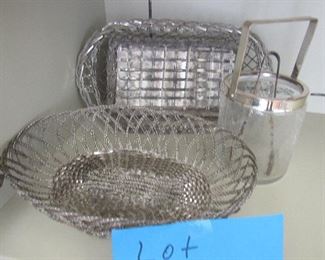 Lot 21 - Two Heavy silver color trays & Miniature Vintage Ice Bucket $35.00  