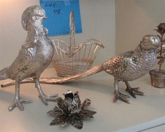 Lot 48 - Two Heavy Silver Plated Chicken's Flower, basket Etc $55.00