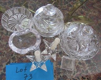 Lot 73 Crystal Bowls, Candy Dishes, Candle holder Etc. $35.00 