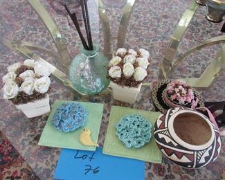 Lot 76 - Ceramic small tile picture, small flowers etc - $25.00