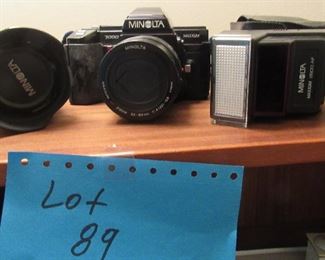 Lot 89- Vintage Minolta Camera & Flash $65.00