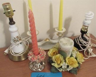 Lot 104- Candles, small lamps etc $15.00