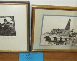 Lot 116 -Signed Prints of Regensburg Germany, American Art Frame $110.00 