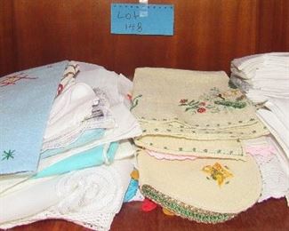Lot 148 - Vintage large lot of cloth napkins & Embroidered Hanky's $20.00