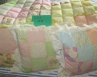 Lot 168 - Hand Stitched  Vintage 1950's Blanket & Pillows $55.00 