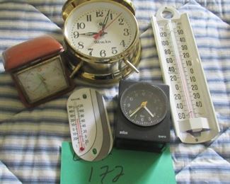 Lot 172 - Vintage Clocks, Thermometer Etc. $65.00