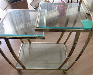 Lot 183 - Mid Century Chrome Glass Two Tier Serving Cart  $225.00