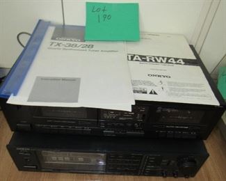 Lot 190 - Vintage Onkyo Synthesized Tuner Amplifier and Cassette Tape Deck W/Instructions $85.00