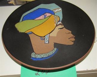Lot 202 - Vintage Kalahari Painted Decorative Terracotta  Pottery Plate  $175.00
