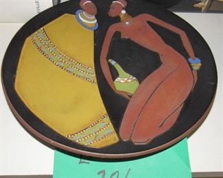Lot 201 - Vintage Kalahari Painted Decorative Terracotta  Pottery Plate  $175.00