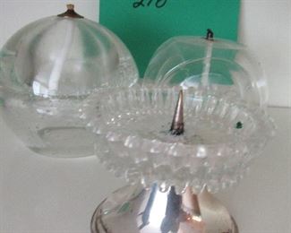 Lot 210 - Three glass candles $15.00