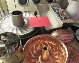 Lot 336- Large Lot of cake pans, cookie cutters, muffin pans and more $45.00