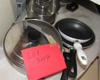 Lot 347 - Pots and pans some with lids $55.00