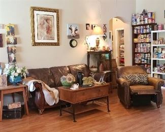 living room, leather sofa