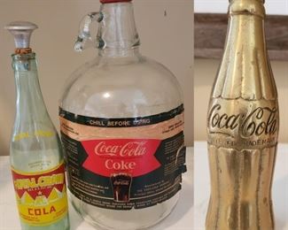 Vintage Coca Cola bottles and ephemera