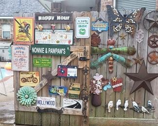 eclectic metal signage