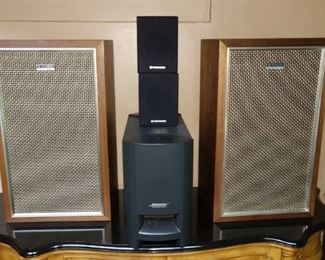 Garage: Back Room:  Middle Speakers  Bose,  2 Large Speakers Pioneer. 