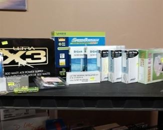 Garage Backroom:   Computer Stuff,  Ultra X3 800 watts, Linksys Speed Booster, D-Links, Hot Spot Mobile Media