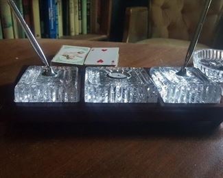 59. CRYSTAL DESK SET   MAY BE WATERFORD