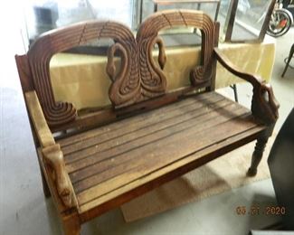 vintage hand carved mahogany bench