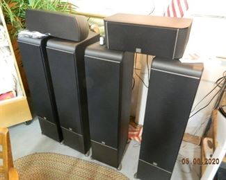 JBL tower speakers with center channel (2 sets)