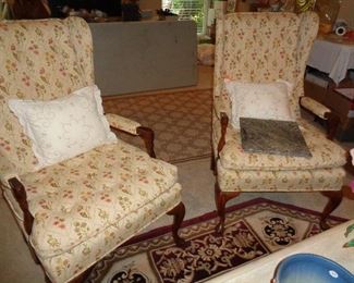 pair vintage wing back chairs