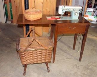 Dress Maker Sewing Machine in Cabinet, Sewing Baskets