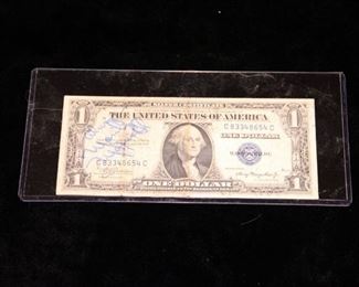 WWII Short Snorter Dollar with Marilyn Maxwell Autograph