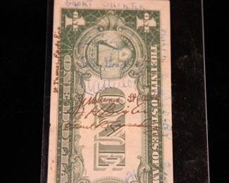 WWII Short Snorter Dollar with Marilyn Maxwell Autograph