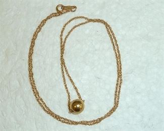14k gold add-a-bead necklace.  7mm bead, 18" long chain.  $150