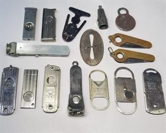 16 Vintage Cigar Cutters.  All of these items are in our current online auction, where you'll find detailed information, photos, and current bid price on each lot. This auction ends Wednesday, June 3rd. There is a link to the auction in the Sale Description.
