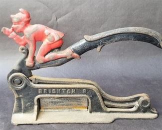 Country Store Counter Elf Tobacco Cutter. All of these items are in our current online auction, where you'll find detailed information, photos, and current bid price on each lot. This auction ends Wednesday, June 3rd. There is a link to the auction in the Sale Description.