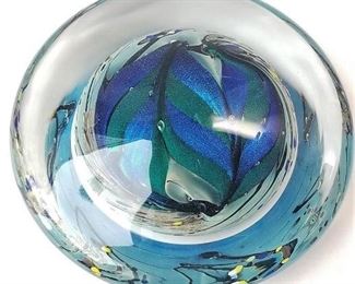 Rollin Karg Blue Dichroic Art Glass Sculpture