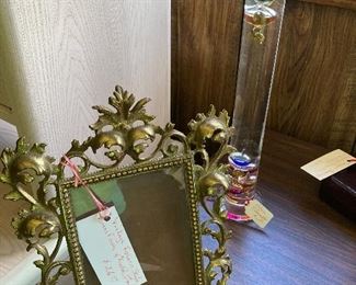 Vintage Rococo Style Brass Frame w/pivotal stand