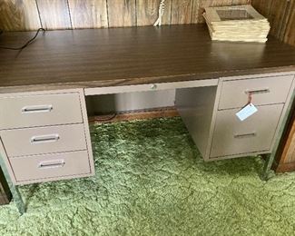 Metal office desk with laminate top