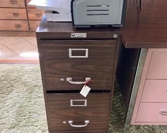 Metal wood grain 2 drawer file cabinet