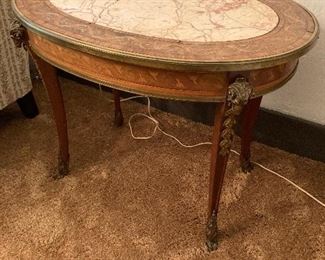 Bronze Ormolu French Table w/marble top