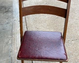 Vintage Carron wooden folding chair w/ leather seats (1 of 4) Early 20th century