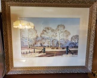 Painting of Horses by Gale Stockwell in Wooden Frame